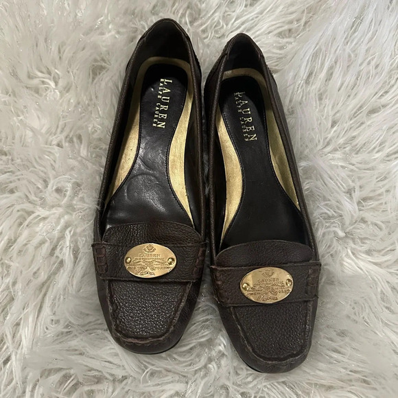 Lauren Ralph Lauren leather loafers Sz 7.5 comfy elegant preppy - Picture 1 of 5
